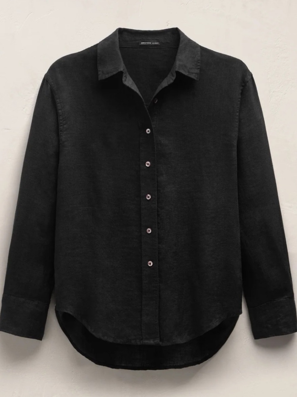 JAMES PERSE Women's Linen Oversized Long-Sleeve Button-Up Shirt Faded Black 3/LG